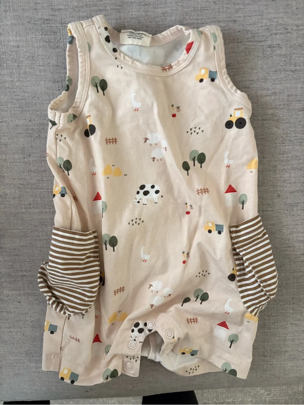 Cotton Farm Print Baby Romper